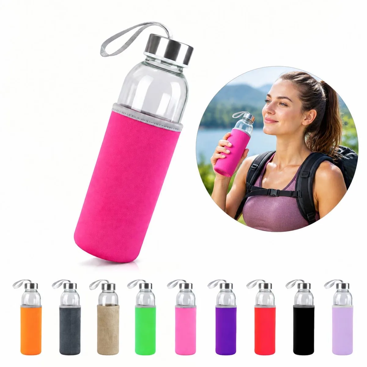 Reusable Glass Tumbler with Protective Sleeve for Hot Cold 2