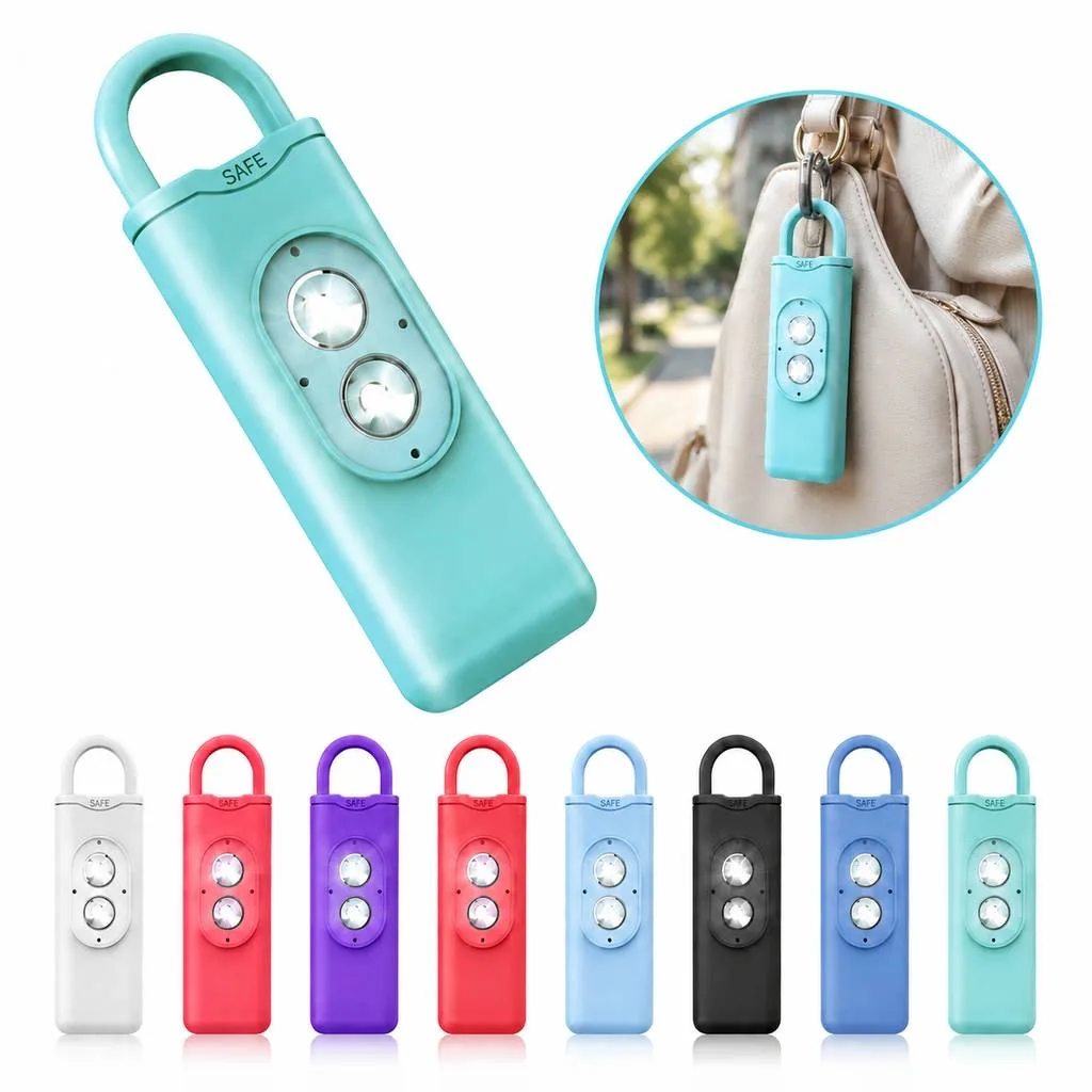 Portable Loud Safety Alarm Key with LED Light and Keychain 2