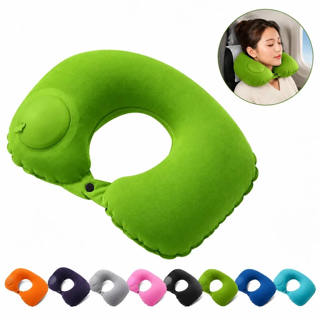 Push-Button Inflatable Neck Pillow for Travel 2