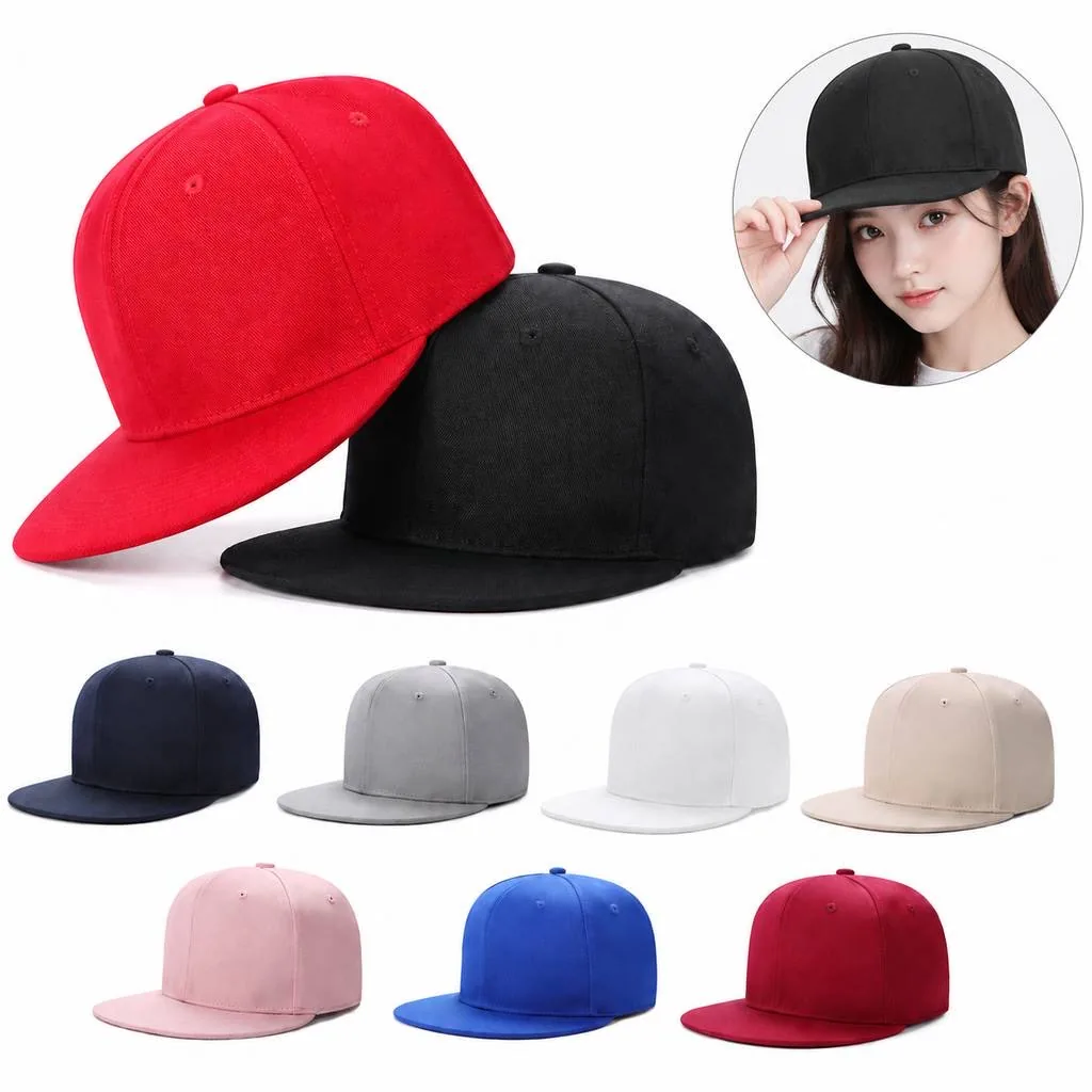 Embroidered Flat Brim Cotton Hat for Streetwear 2