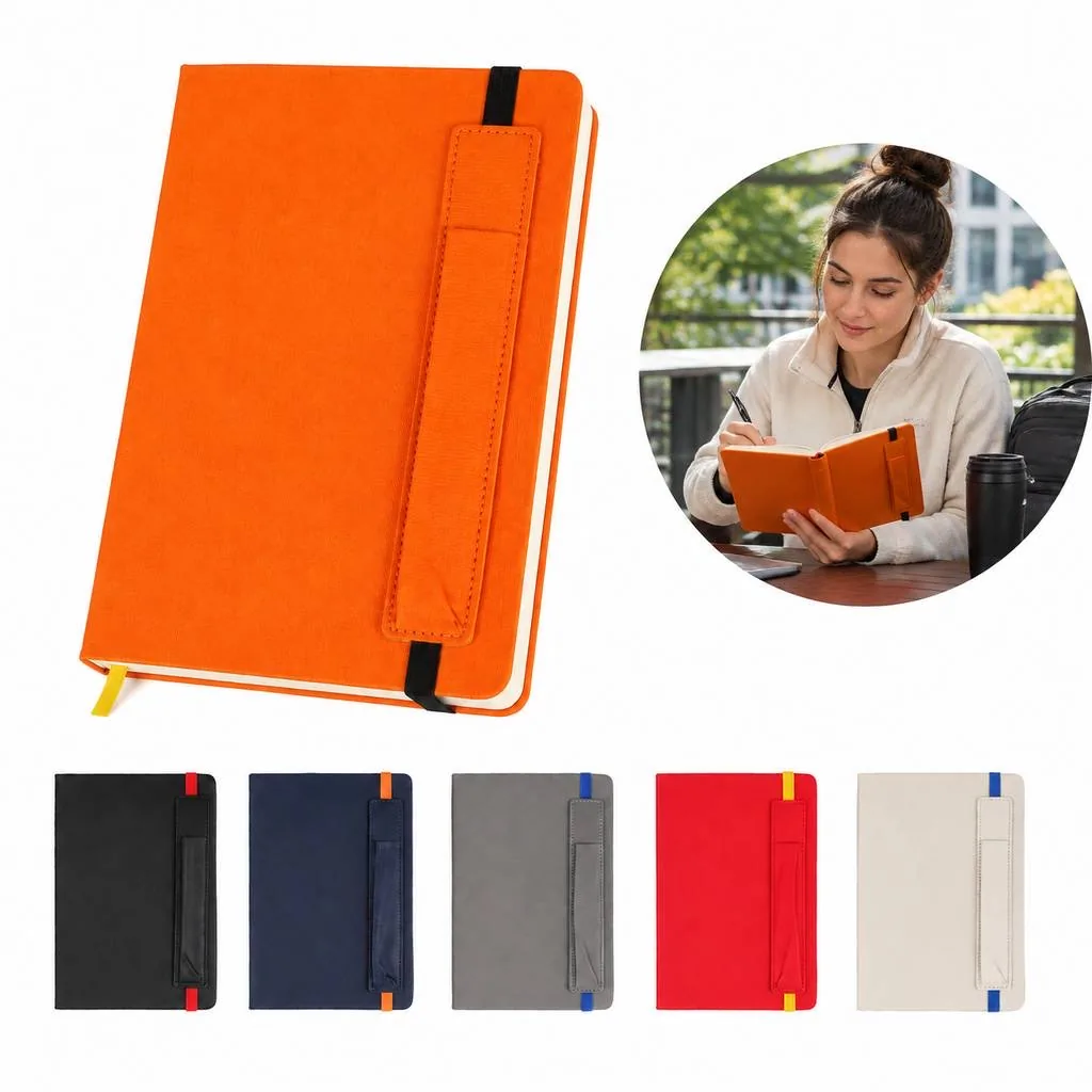 A5 Business Notebook with Pen Holder, Compact PU Leather 2