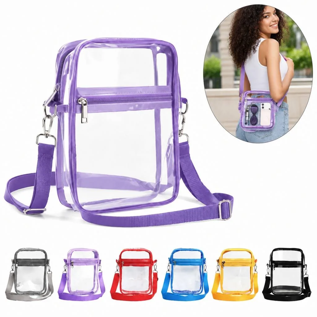 Clear Waterproof PVC Crossbody Bag with Square Shape 2