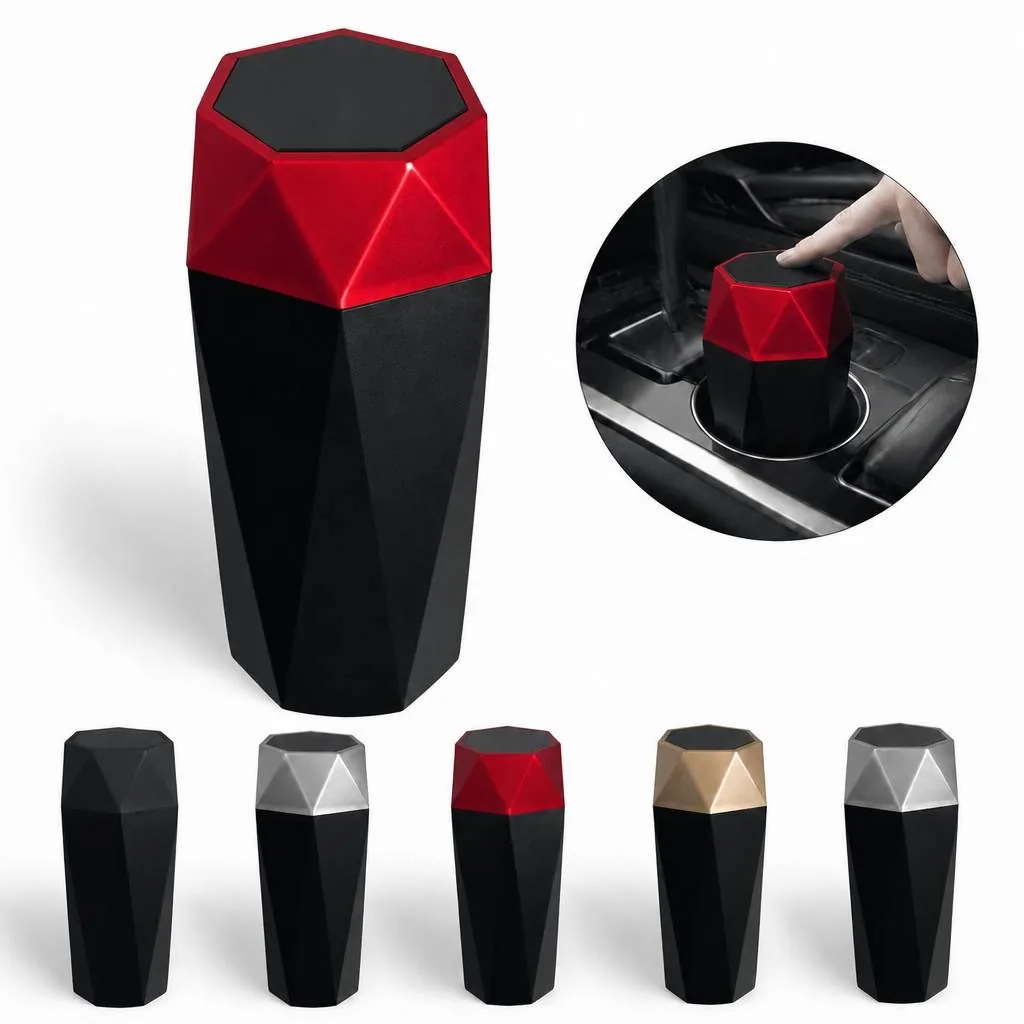 Car Trash Can with Lid, Small Waste Bin for Cup Holders 2