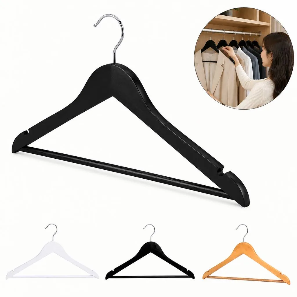 Solid Wood Clothes Hanger for Shirts and Coats 2