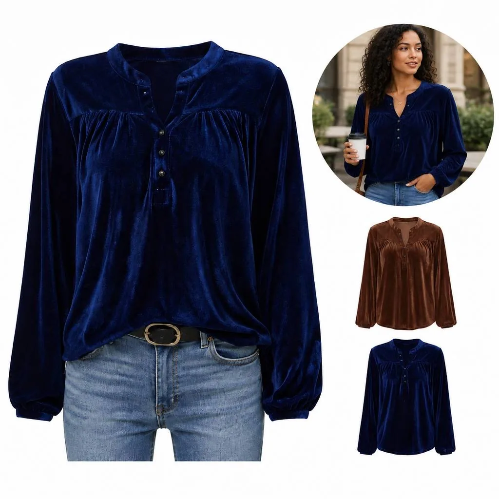 Women's Button-Front V-Neck Knit Pullover 2