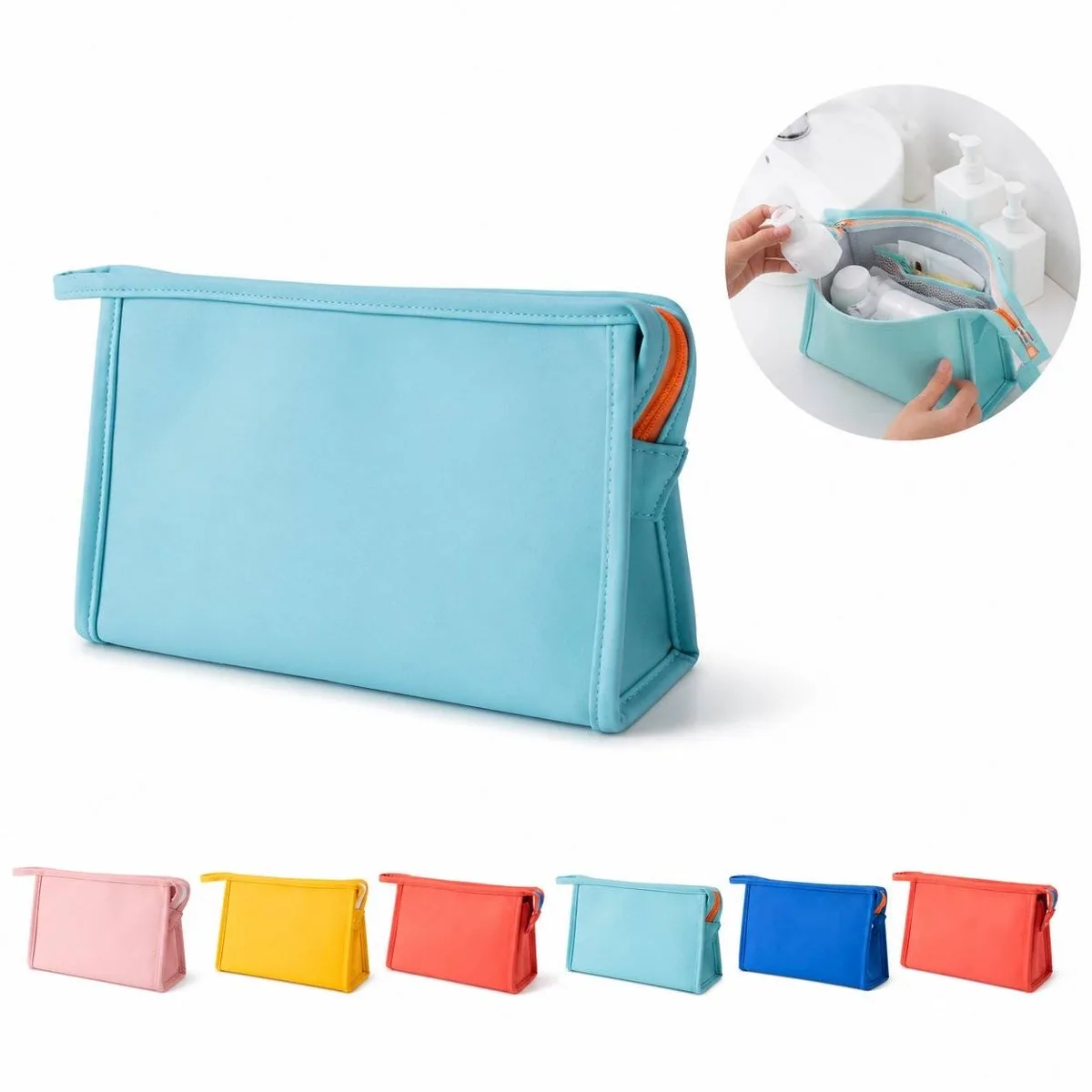 Water-Resistant PU Cosmetic Bag for Travel and Daily Storage 2