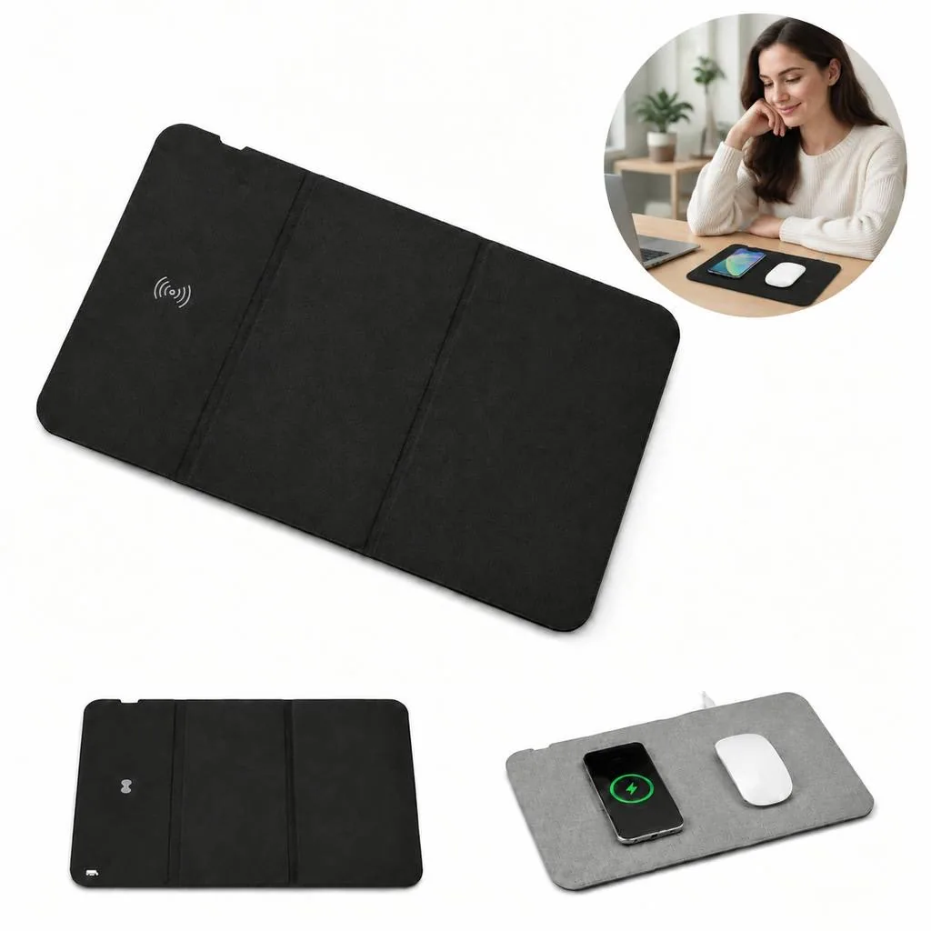 Qi Wireless Charging Mouse Pad with Non-Slip Desk Mat 2