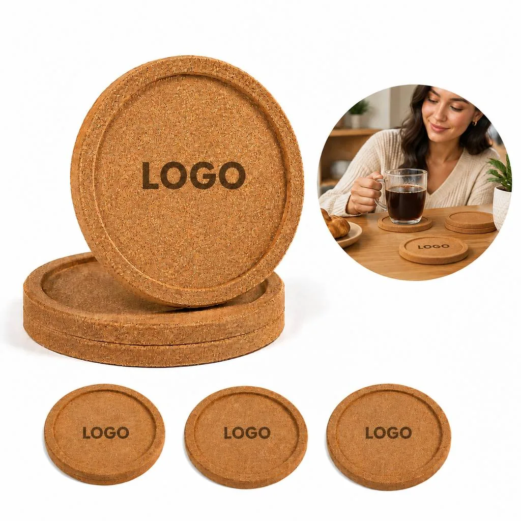 Absorbent Non-Slip Cork Coasters for Drinks and Tables