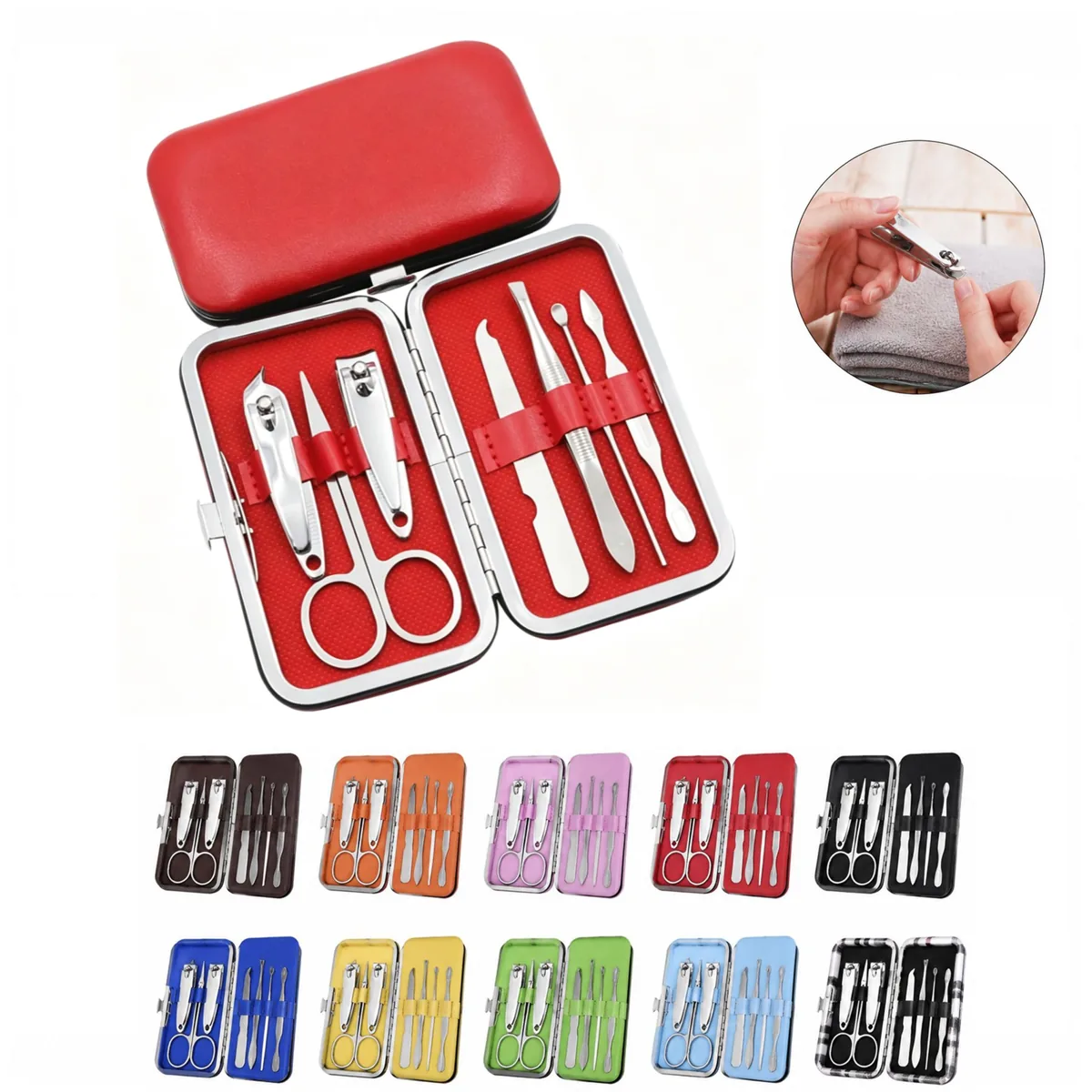 Portable Nail Care Kit with Clipper Cuticle Pusher and File 2