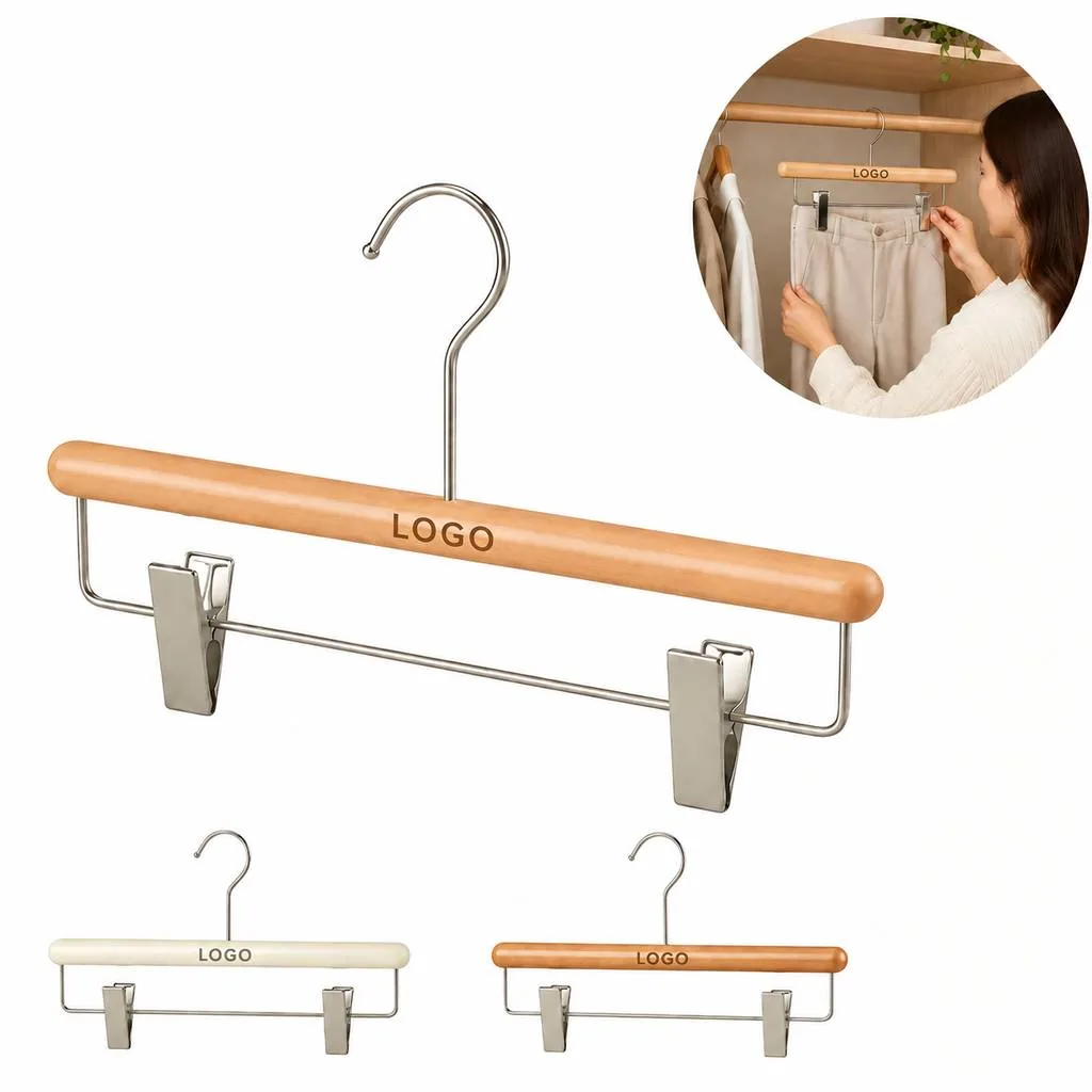 Non-Slip Trouser Hanger with Metal Clips