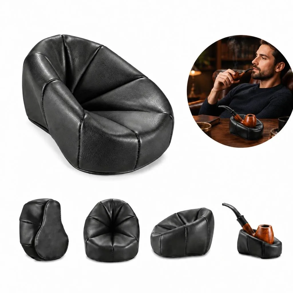 Full-Grain Leather Tobacco Pipe Stand Holder 2