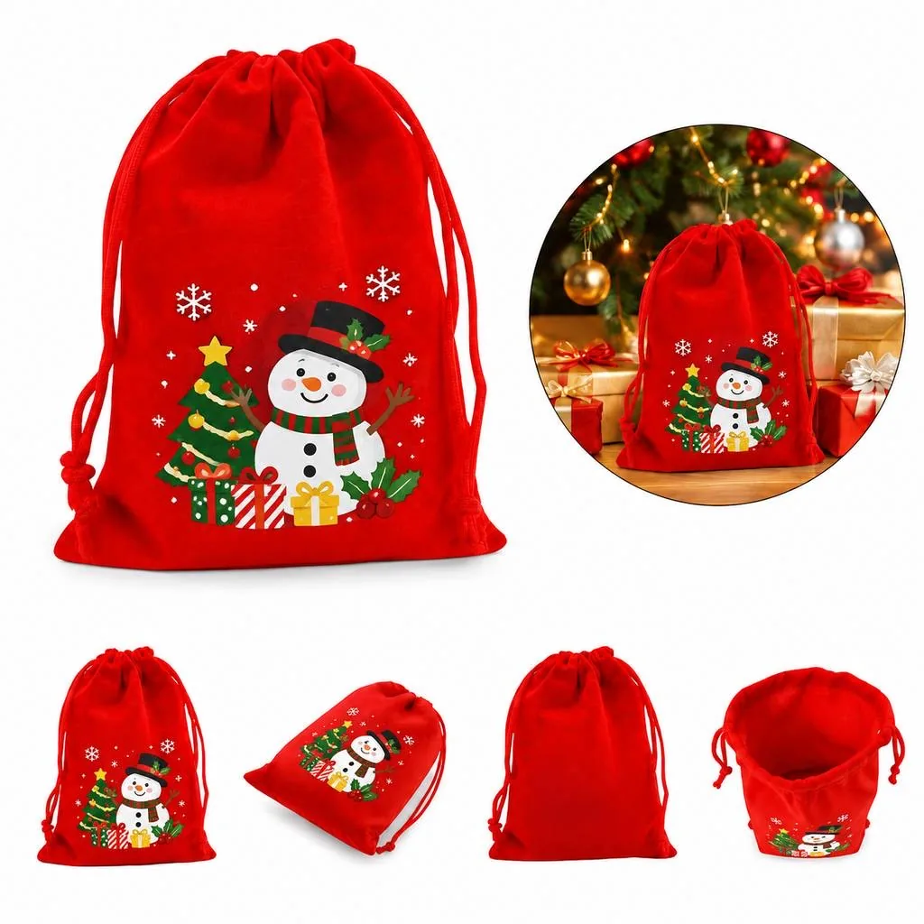 Red Christmas Candy Snack Gift Bag Reusable 2