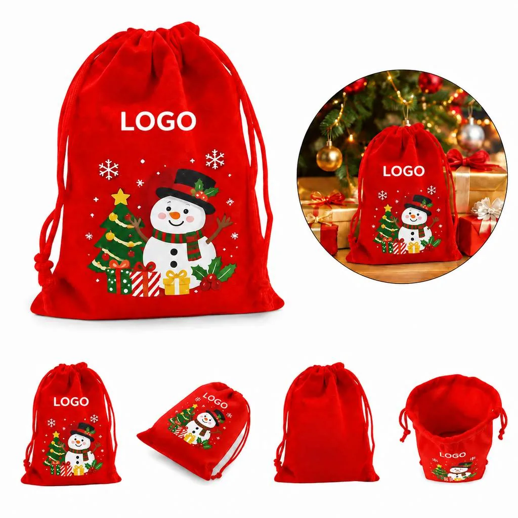 Red Christmas Candy Snack Gift Bag Reusable