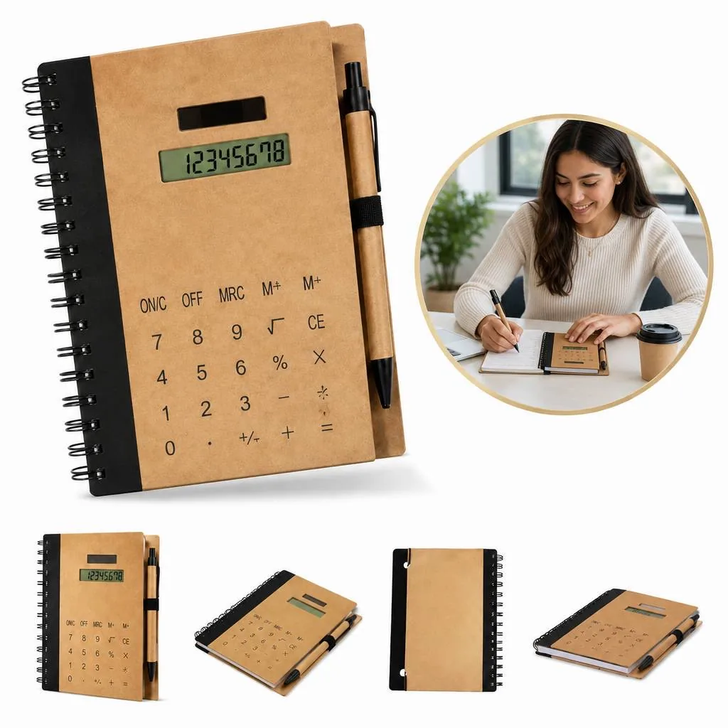 Spiral Notebook with Built-in Calculator Combo 2