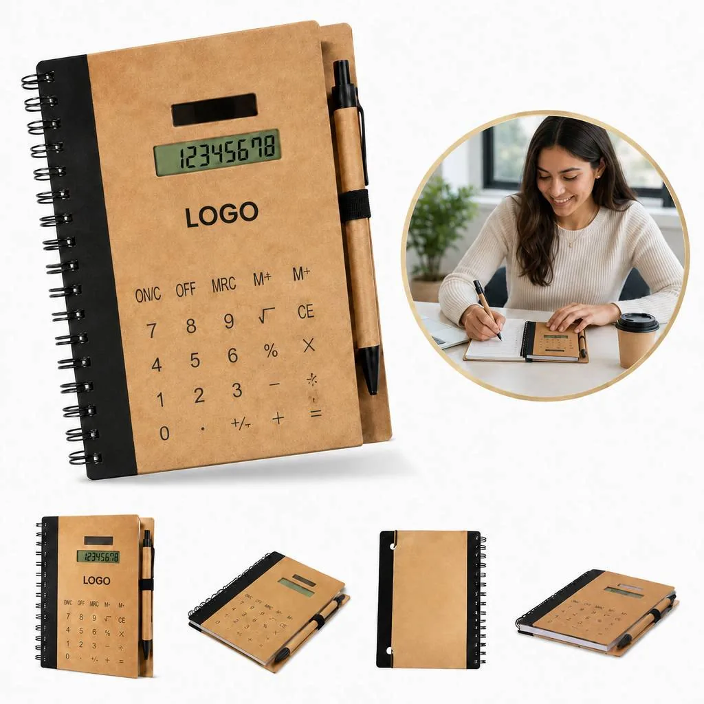 Spiral Notebook with Built-in Calculator Combo