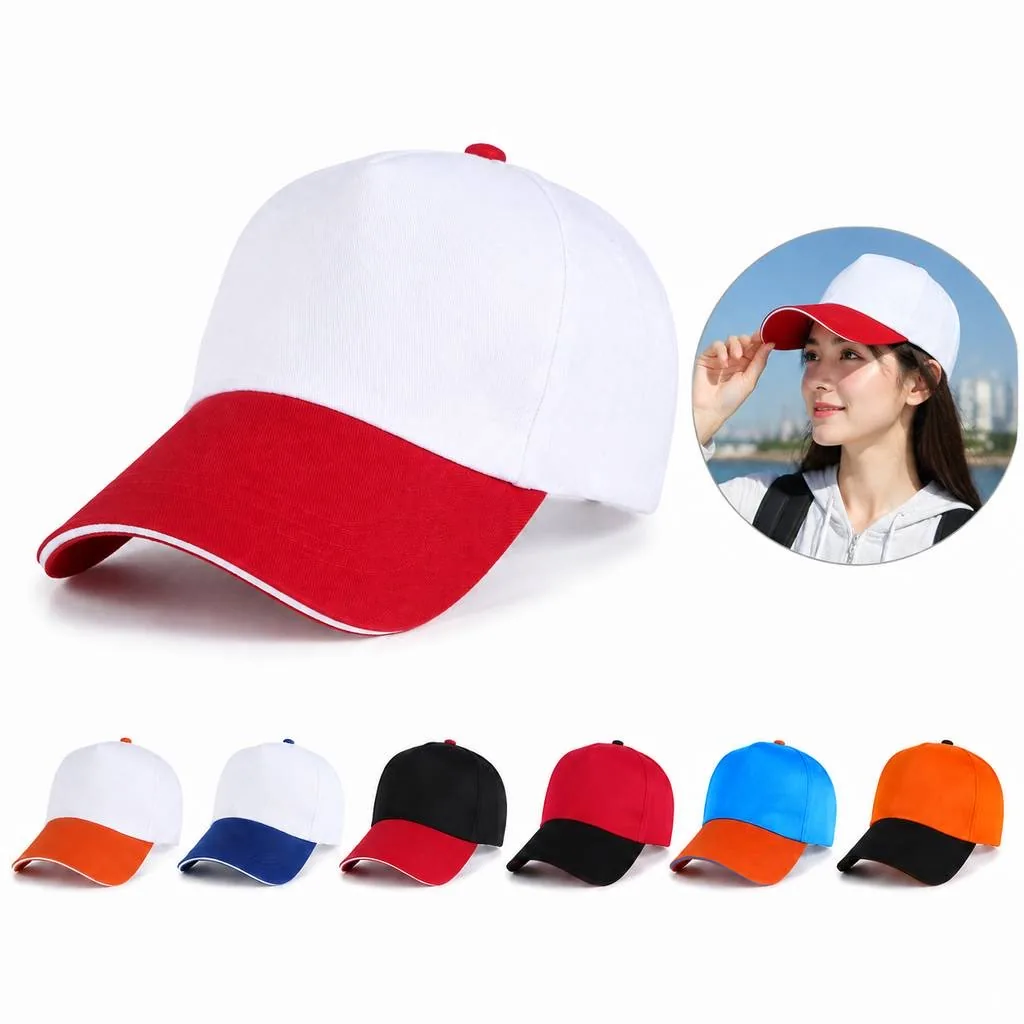 Adjustable Two-Tone Five-Panel Cap for Sun Protection 2