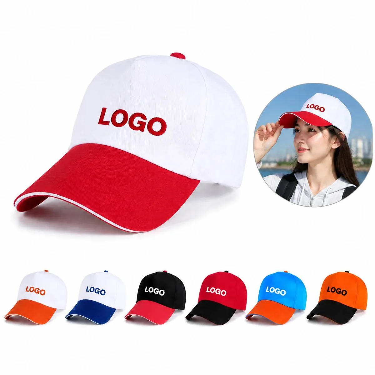 Adjustable Two-Tone Five-Panel Cap for Sun Protection