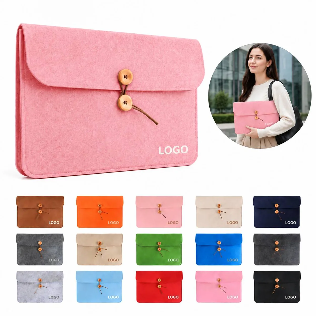 A4 Document Holder Bag in Durable Felt with Pockets