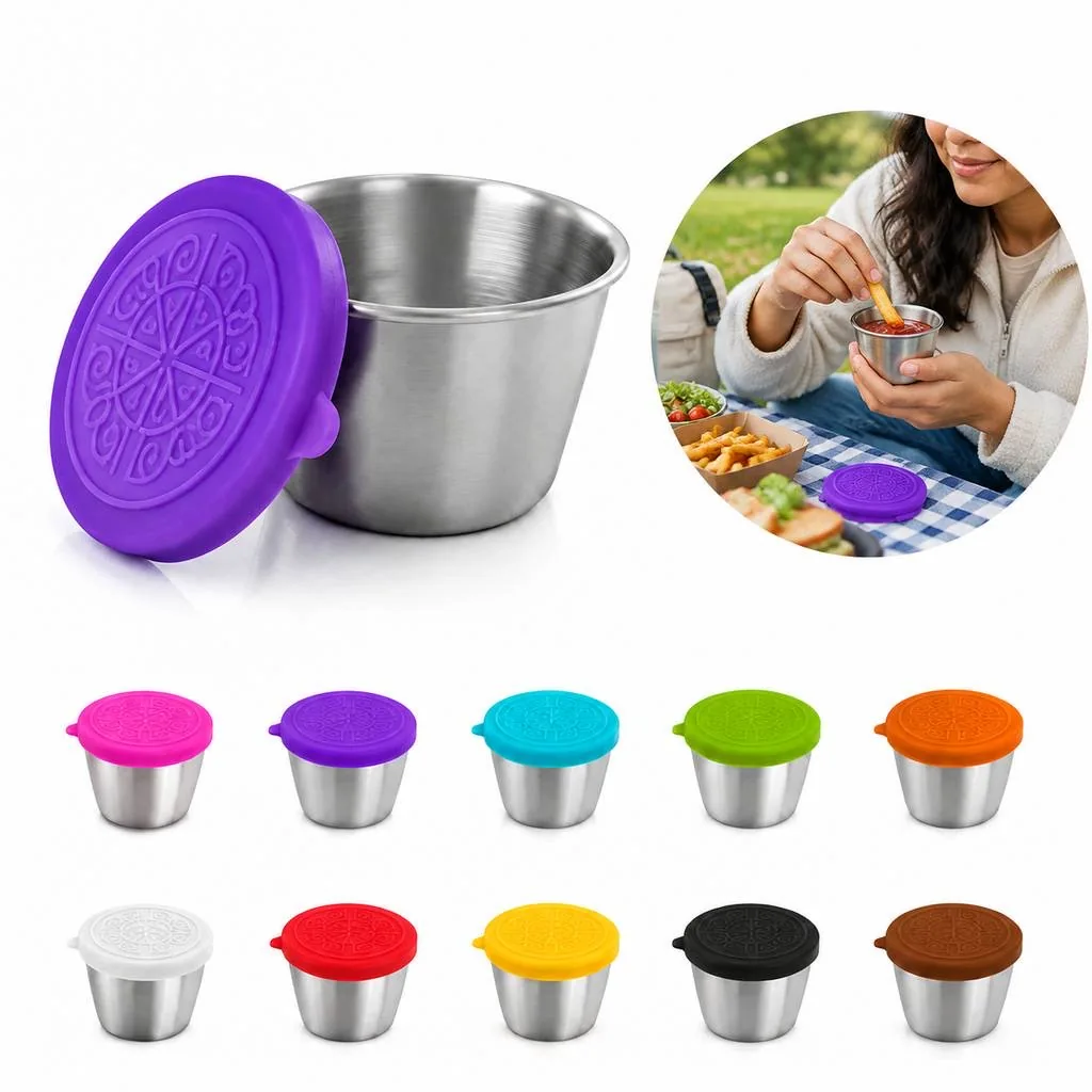 Leakproof Stainless Steel Sauce Container with Lid 2