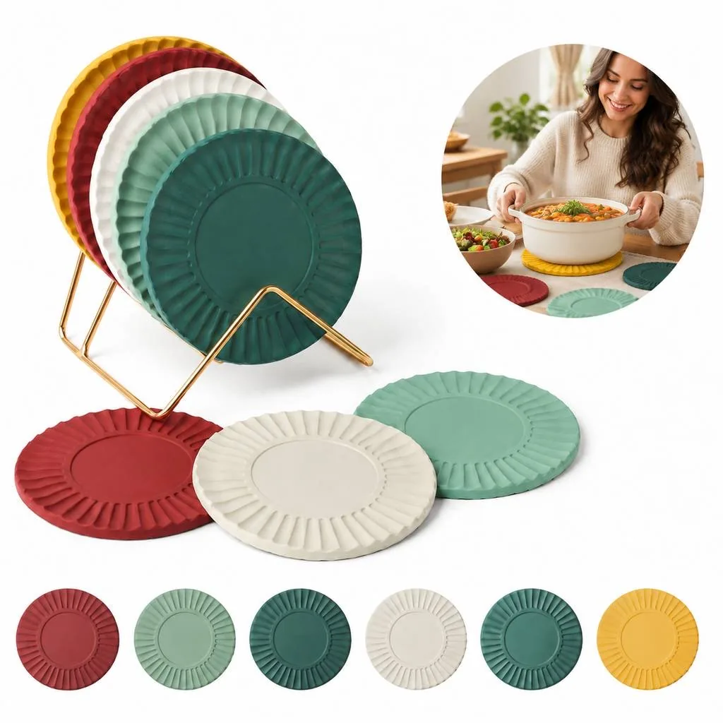 Round Silicone Placemat Heat-Resistant Colorful Table Mat 2