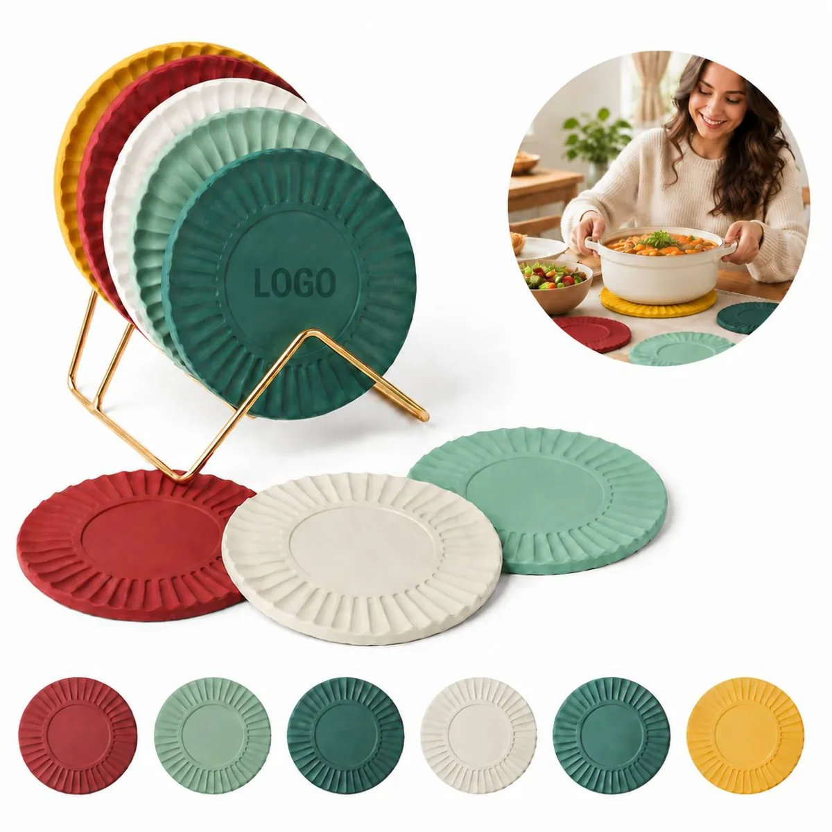 Round Silicone Placemat Heat-Resistant Colorful Table Mat