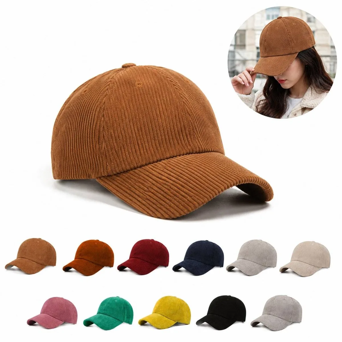 Adjustable Soft Corduroy Casual Baseball Cap for Everyday 2