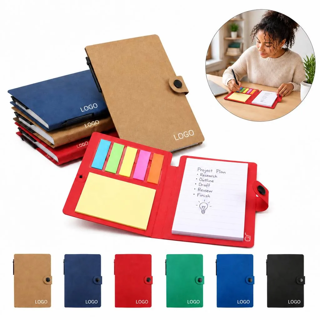 Portable Writing Pad with Colorful Sticky Notes for Planning