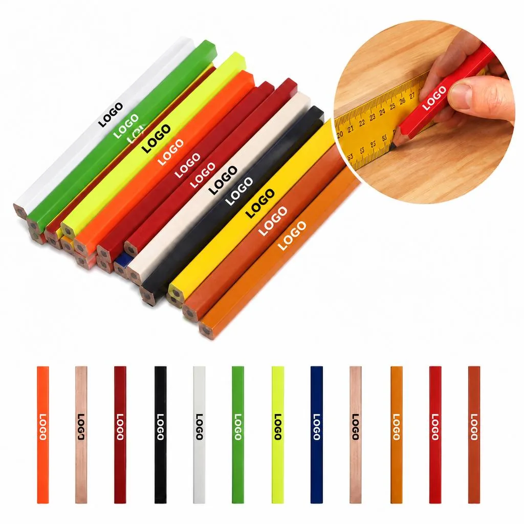 Colorful Flat Woodworking Marker Pencil Break-Resistant