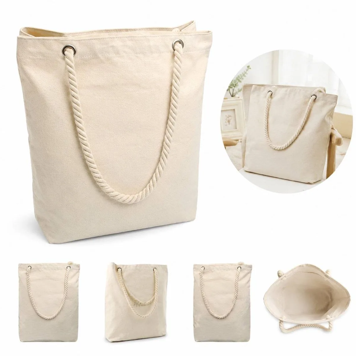 Spacious Cotton Canvas Tote Bag for Daily Use 2