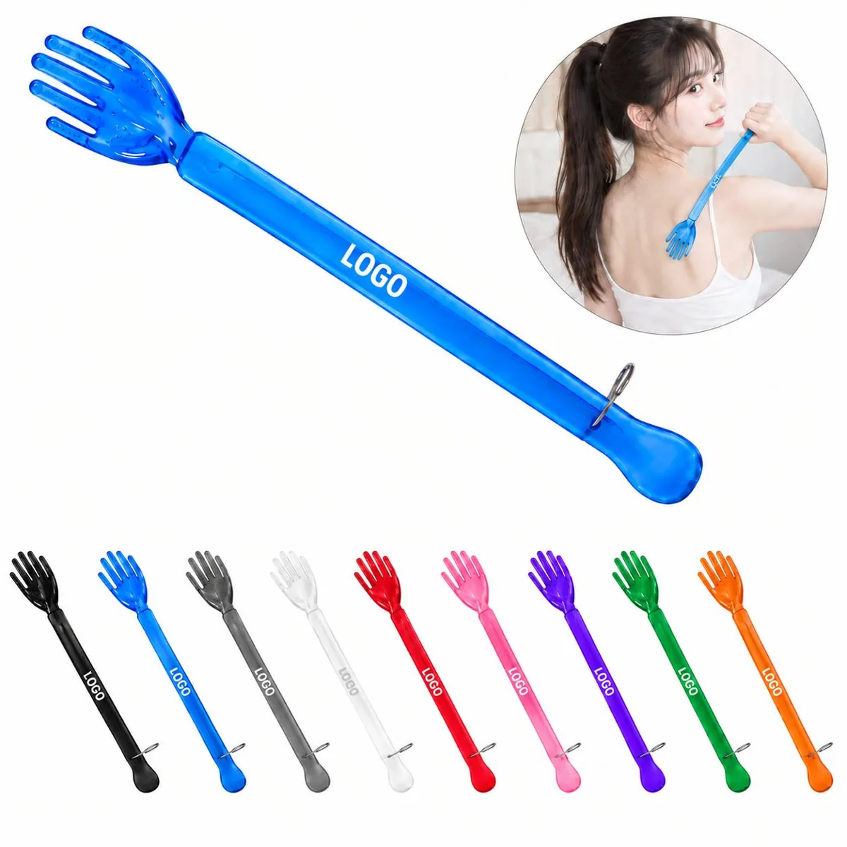 Dual-Sided Plastic Shoehorn and Foot Massager