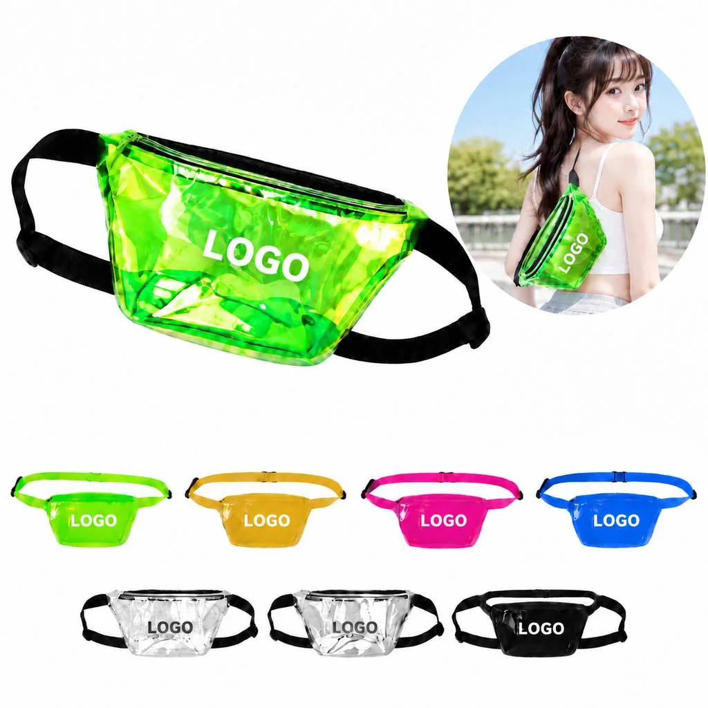 Transparent Laser-Cut PVC Waist Bag Adjustable Strap