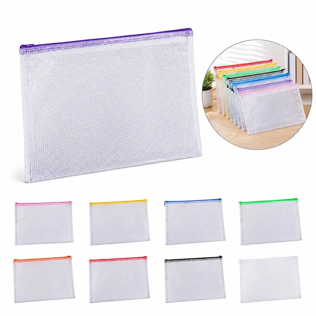 Clear Mesh Zipper Storage Pouch for Documents 2