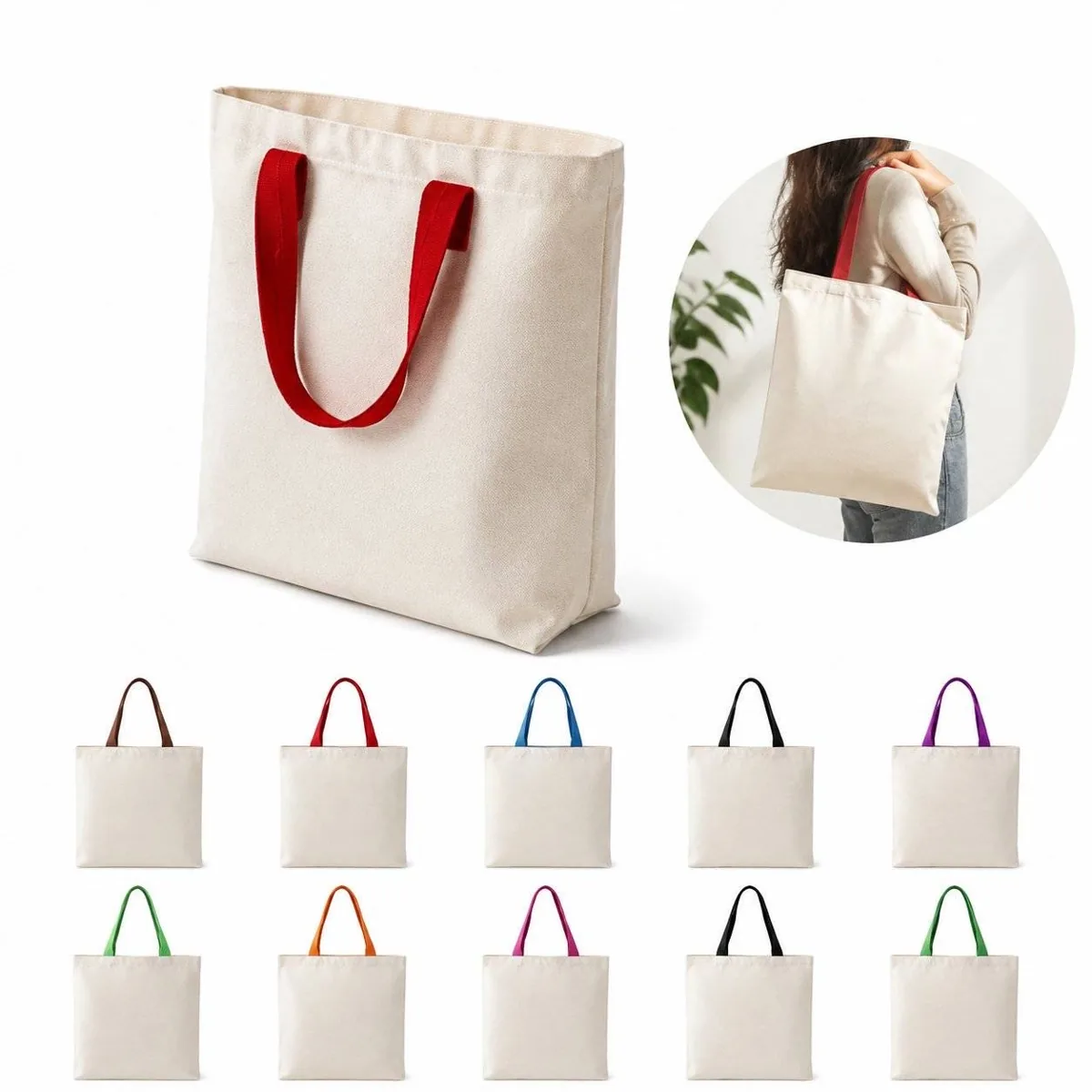 Eco-Friendly Reusable Shopping Tote in Natural Cotton Canvas 2