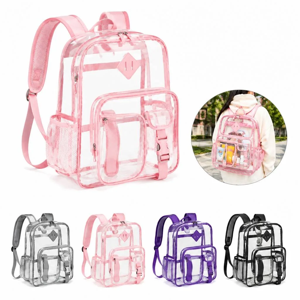 Waterproof Clear PVC Travel Backpack with Pockets 2