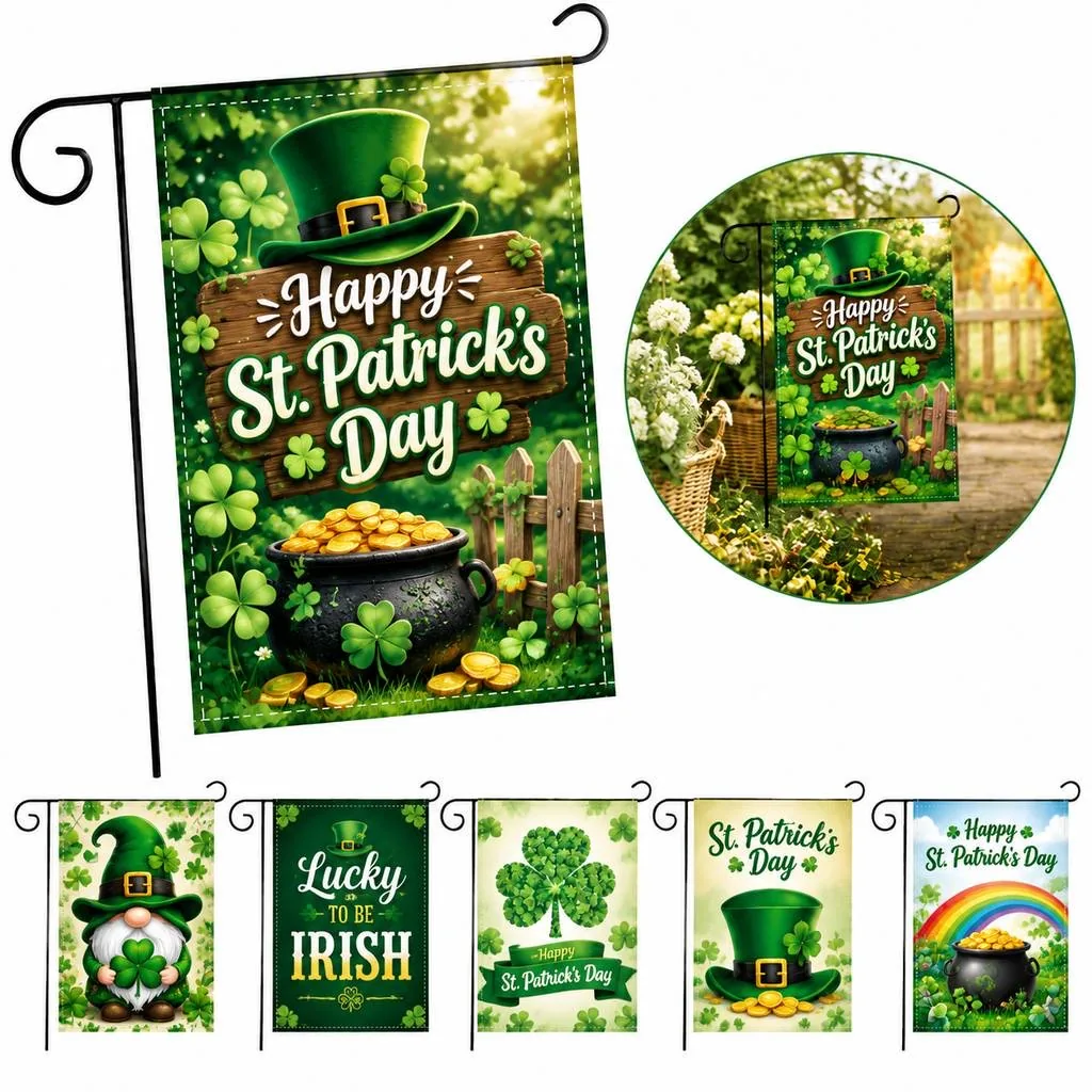 St. Patrick's Day Shamrock Outdoor Garden Flag 2