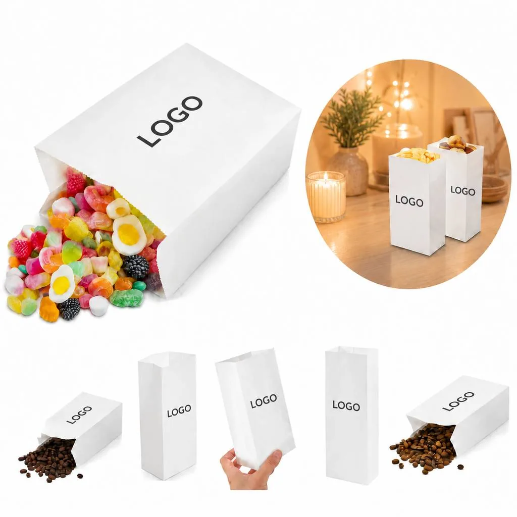 White Disposable Paper Popcorn Bag for Theater and Party