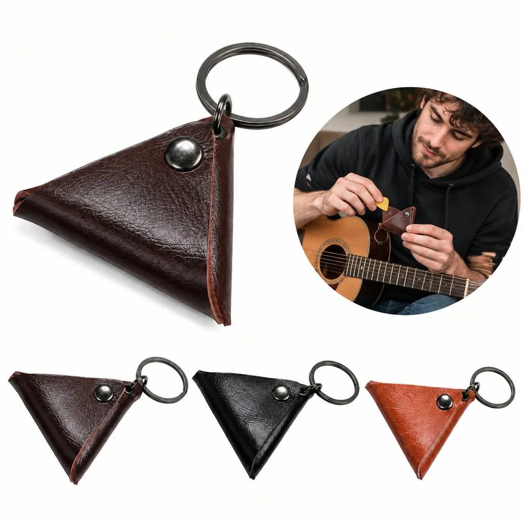 Triangle Guitar Pick Keychain Holder Case 2