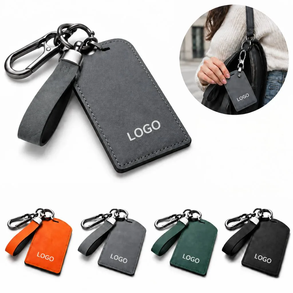 PU Leather Car Key Fob Case with Card Slots and Clasp