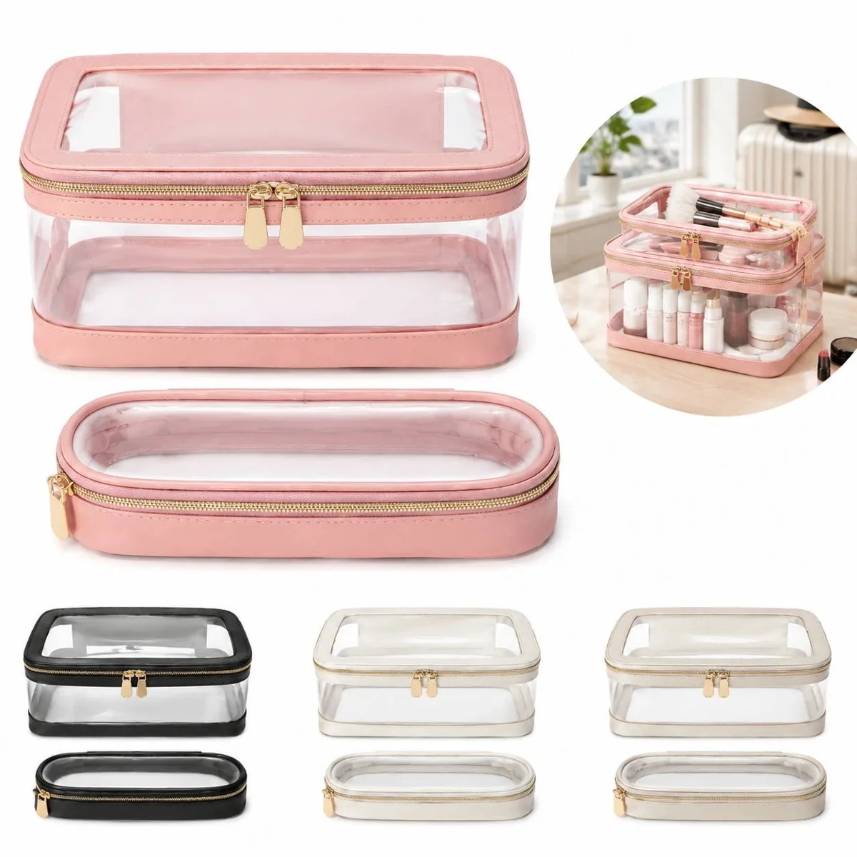 Clear PVC Makeup Bag Set with Multiple Sizes 2