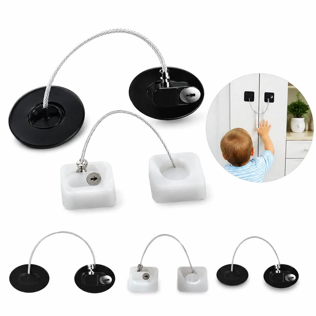 Child Safety Refrigerator Locks Dual Pack Adhesive No Tools 2