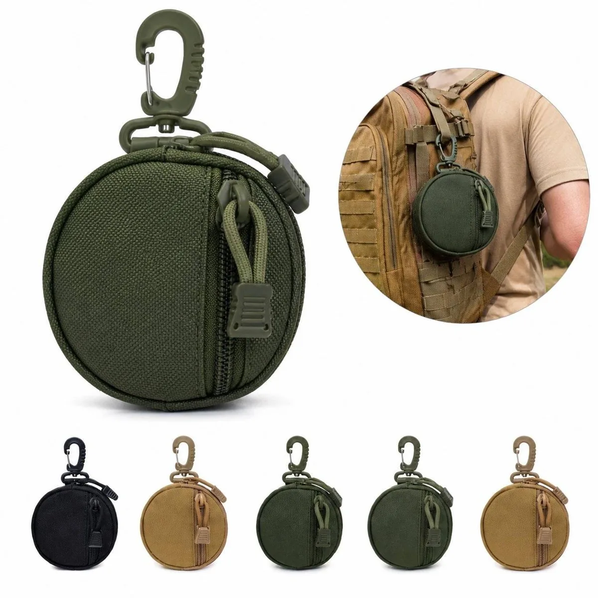 Compact Tactical Oxford Nylon Pouch with Keychain 2