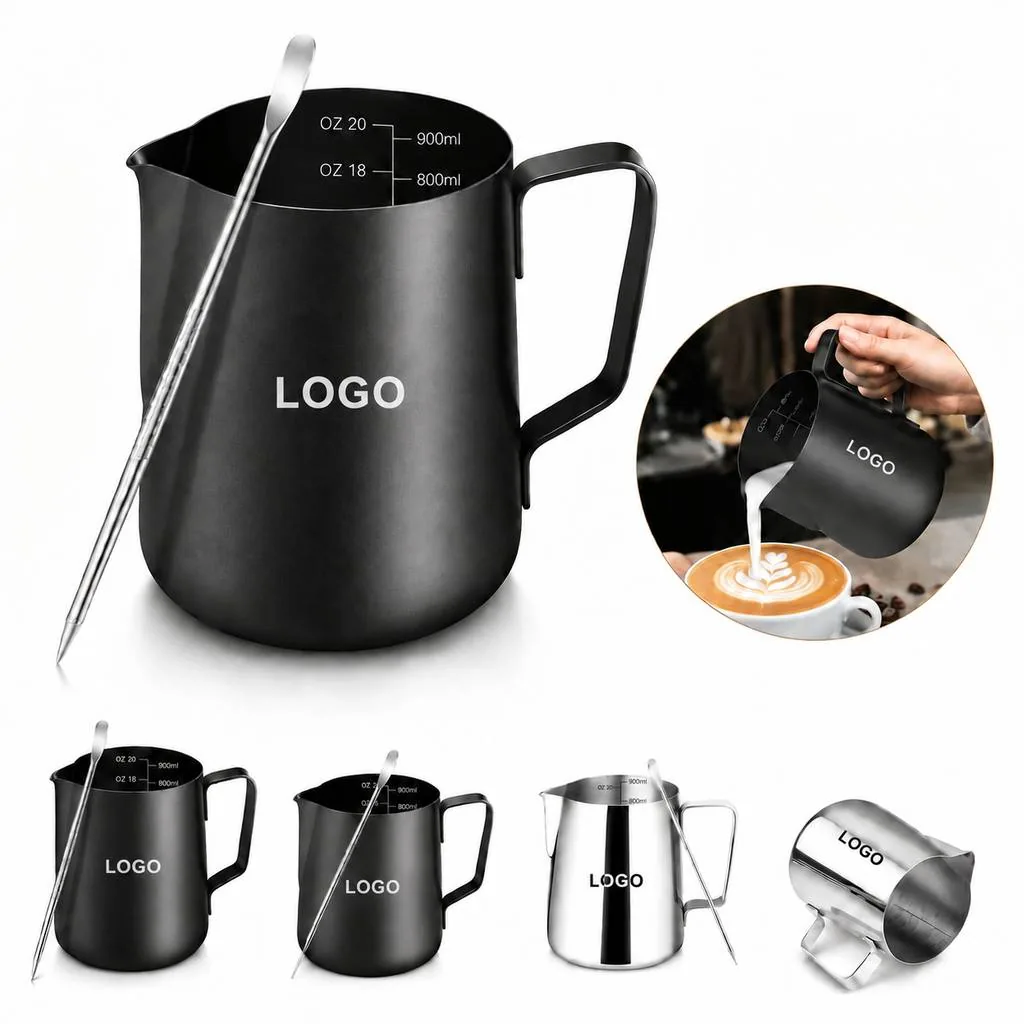 Milk Frothing Cup with Measurement Scale, Stainless Steel