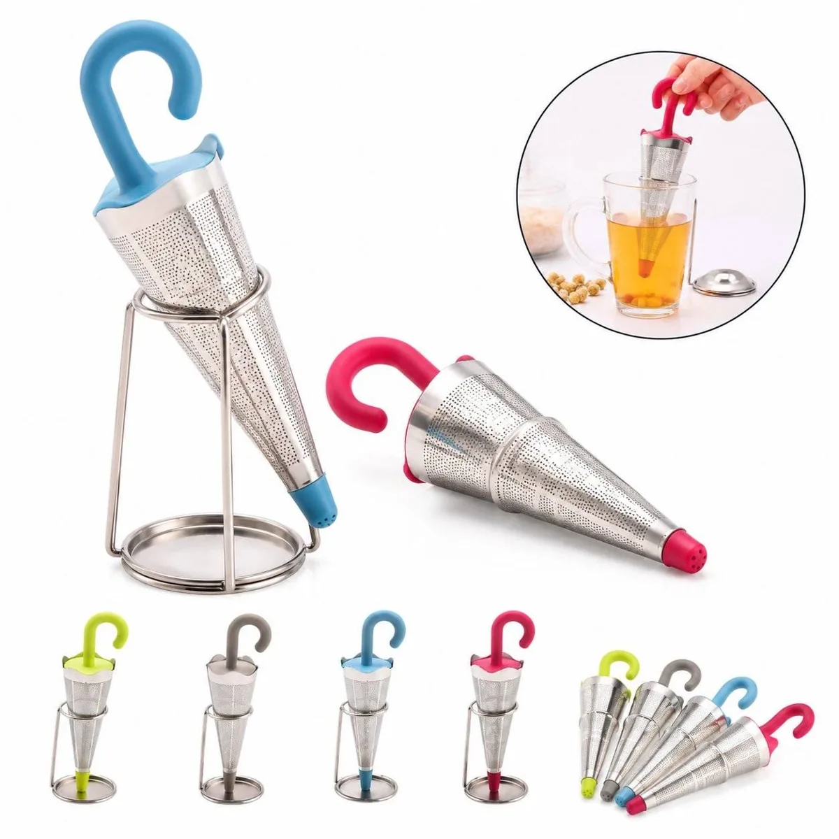 Umbrella-Shaped Reusable Silicone Loose Leaf Tea Infuser 2