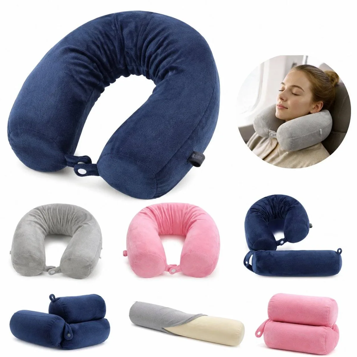 Adjustable Memory Foam Neck Support Travel Pillow 2
