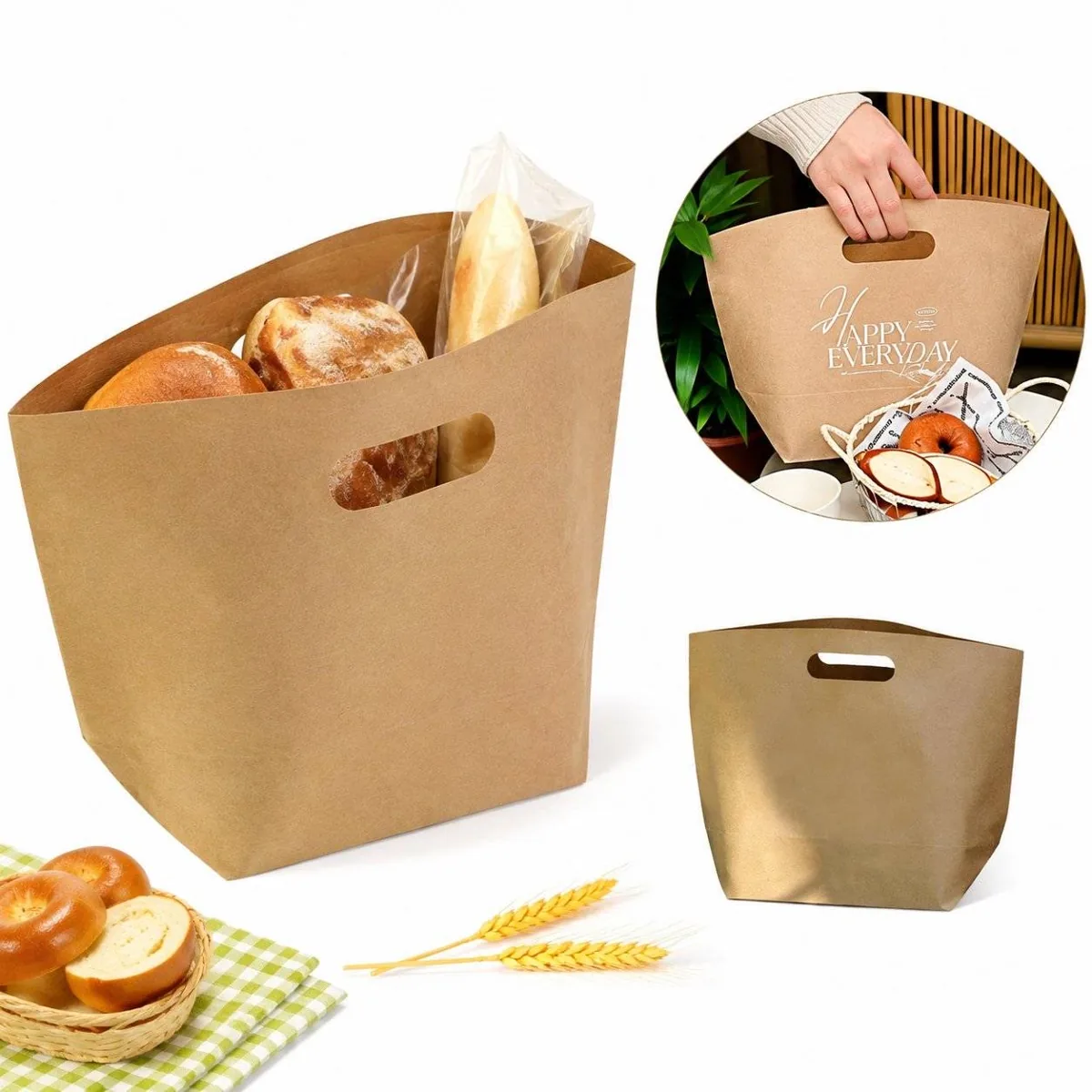 Customizable Brown Kraft Paper Gift Bag for Presents 2