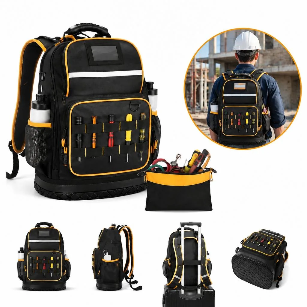 Utility Oxford Tool Backpack Multi-Compartment Storage 2