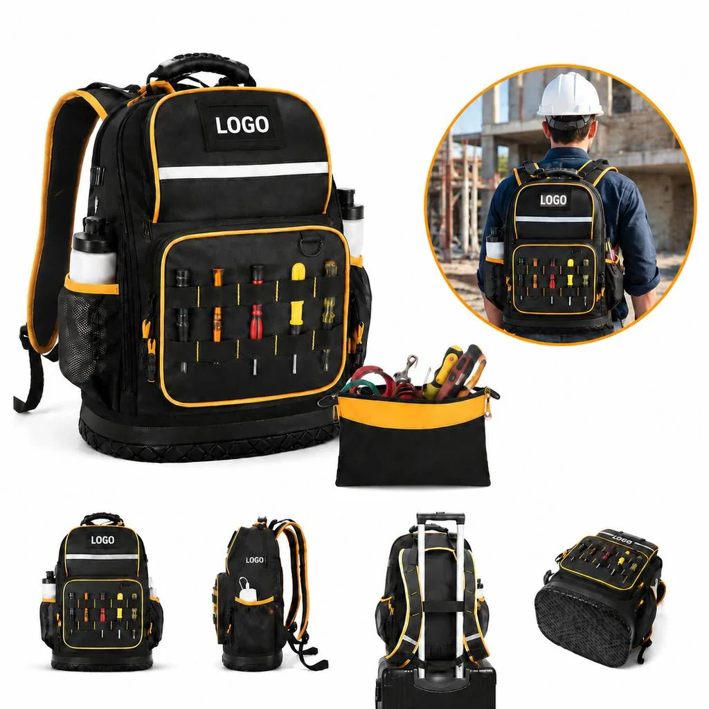 Utility Oxford Tool Backpack Multi-Compartment Storage