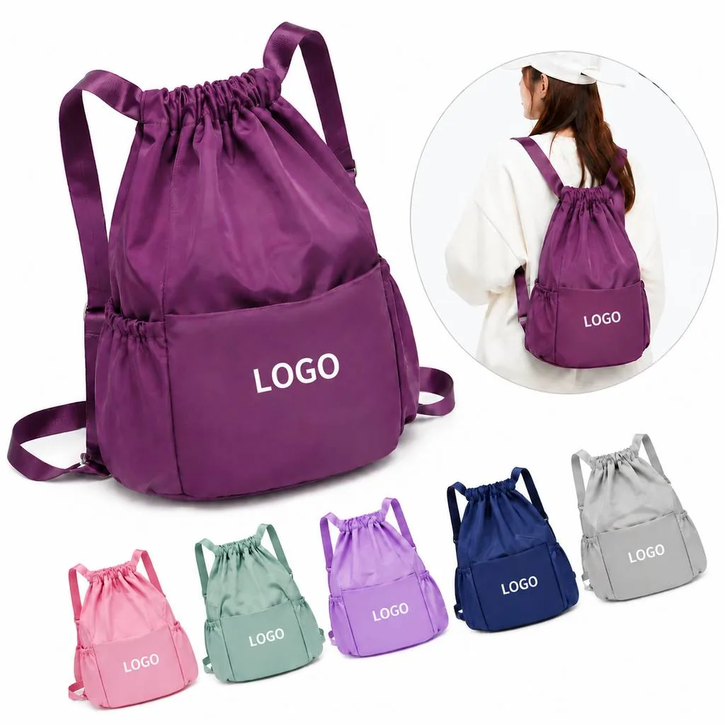 Large Foldable Nylon Drawstring Bag for Gym Sports