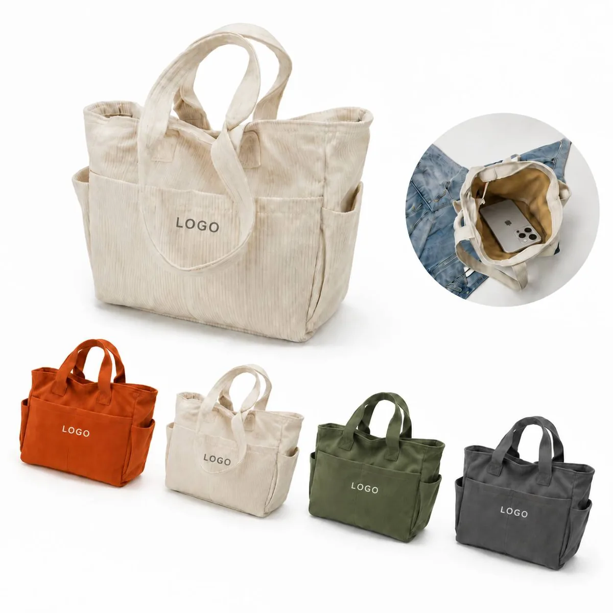 Women's Corduroy Tote Bag for Daily Use