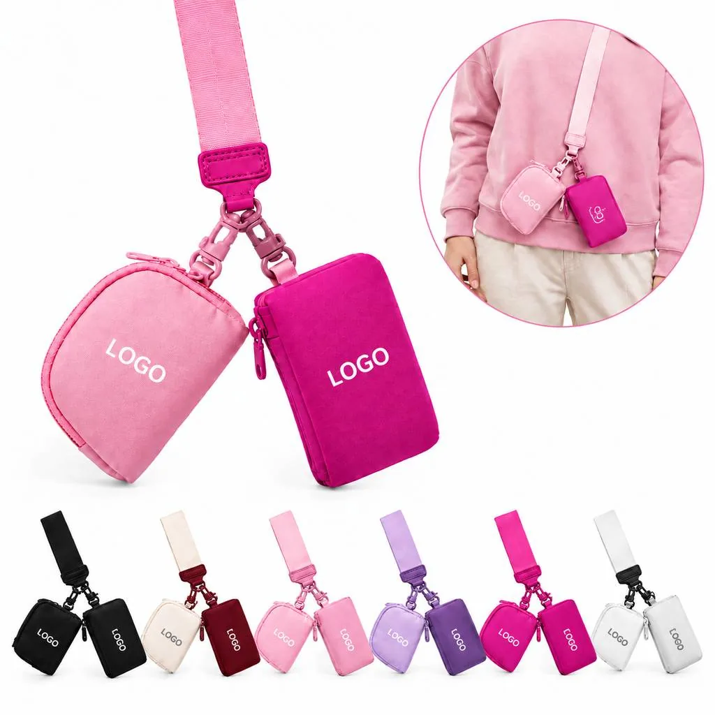 Compact Nylon Wristlet Coin Purse with Zipper Closure